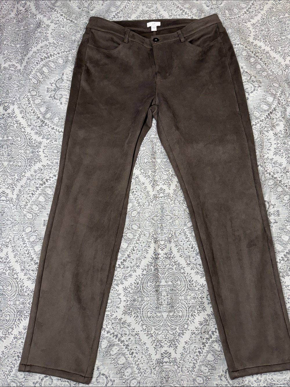 J.Jill- Brown Faux Suede Straight Leg Pants- 10